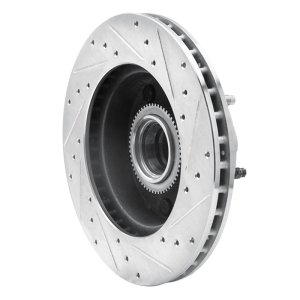 Ford E-150 Econoline Brake Rotor (1) - Front Left - R1 Concepts - Drilled & Slotted - Silver - `94-`03